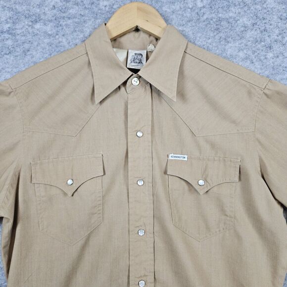 Kennington of California Men's Shirt Brown Western/Cowboy Pearl Snap Long Sleeve - Picture 2 of 11